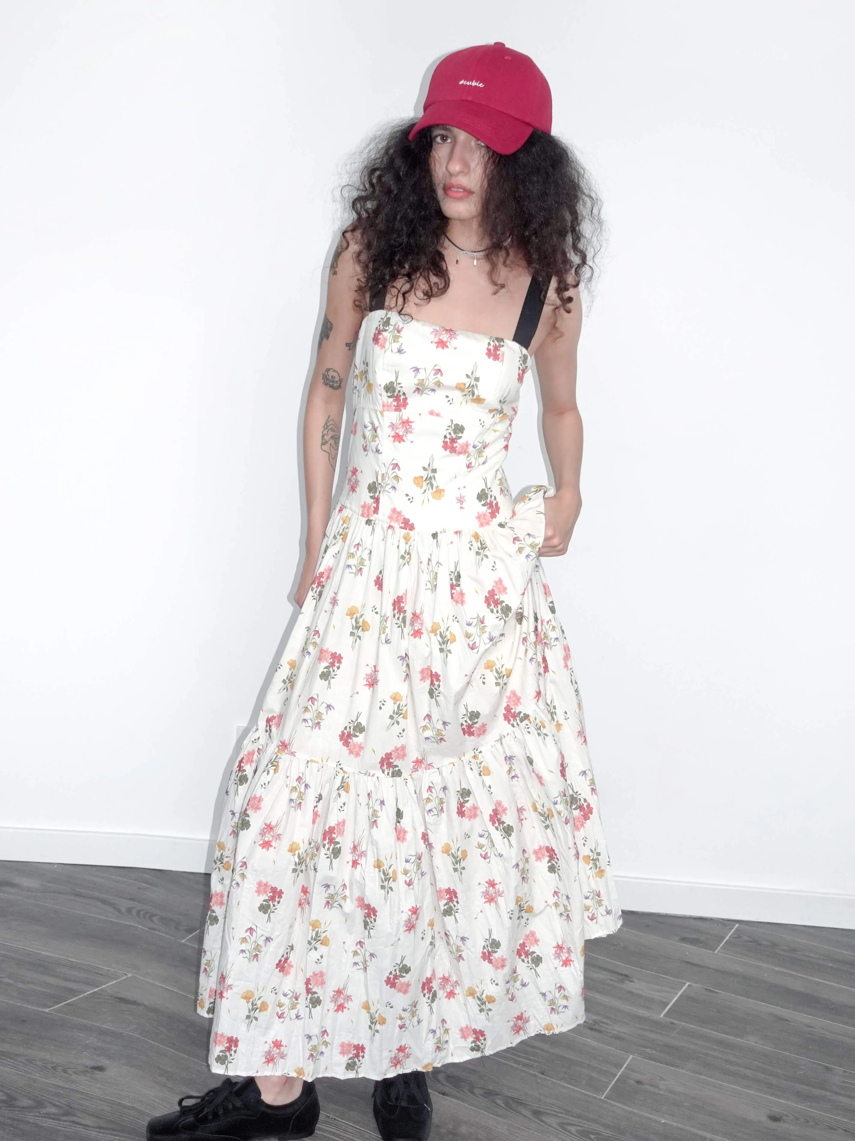 A-line Floral Print Sling Dress