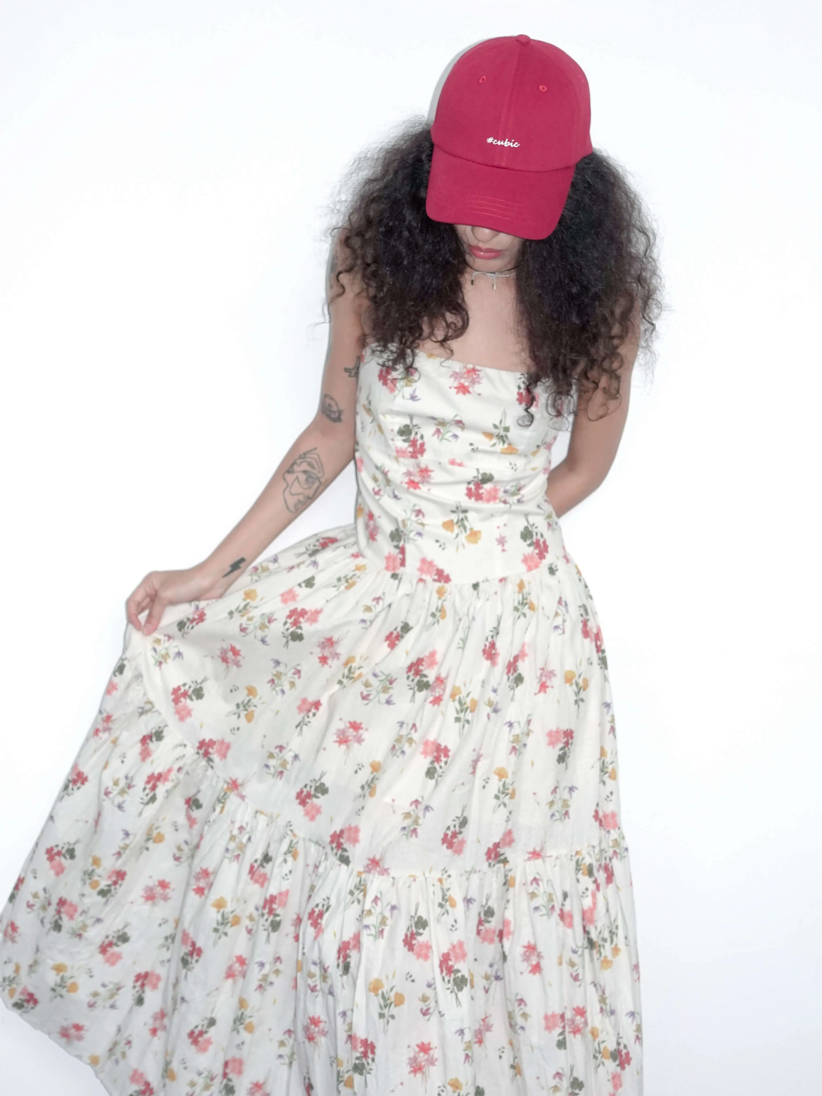 A-line Floral Print Sling Dress