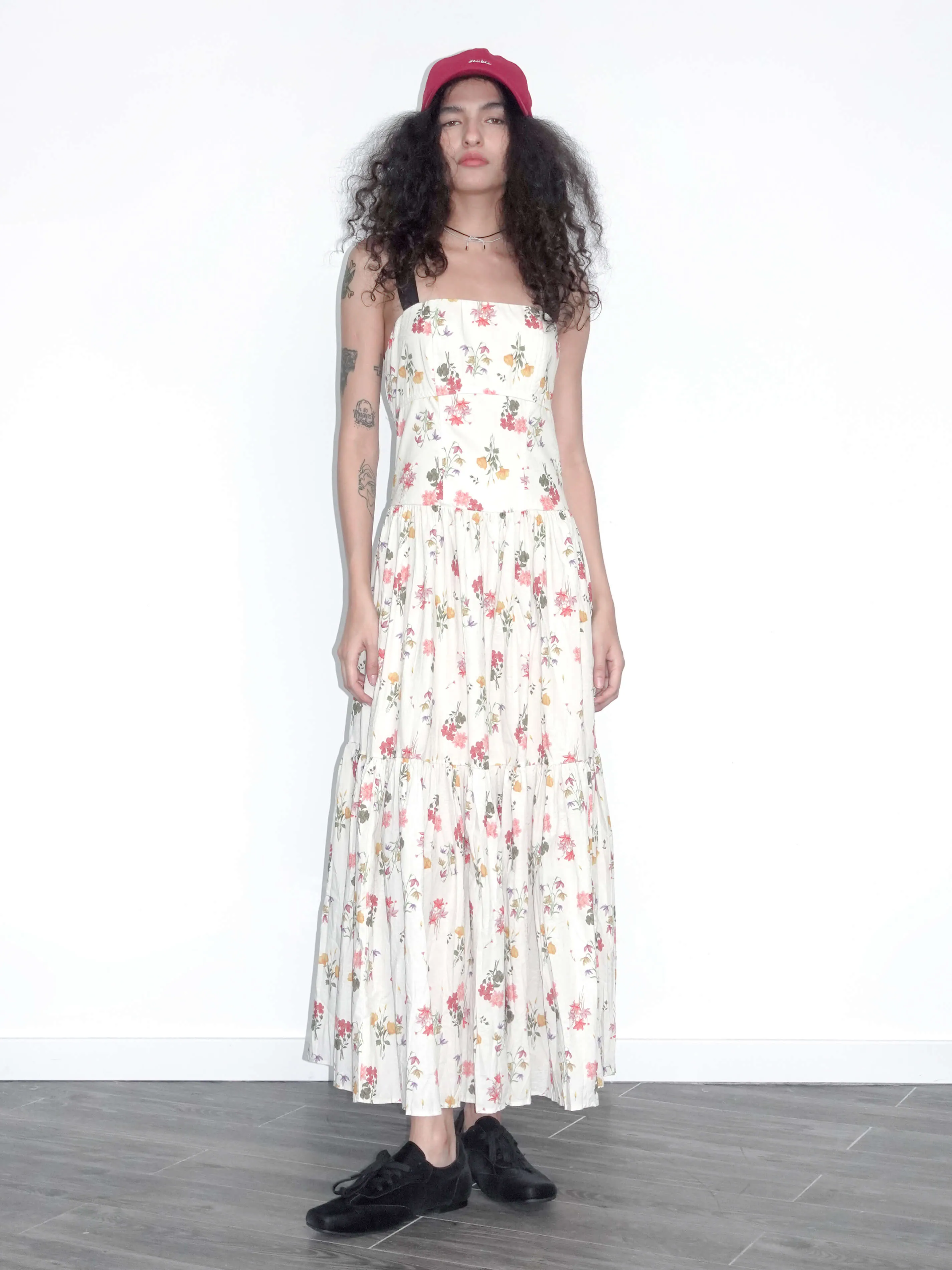 A-line Floral Print Sling Dress