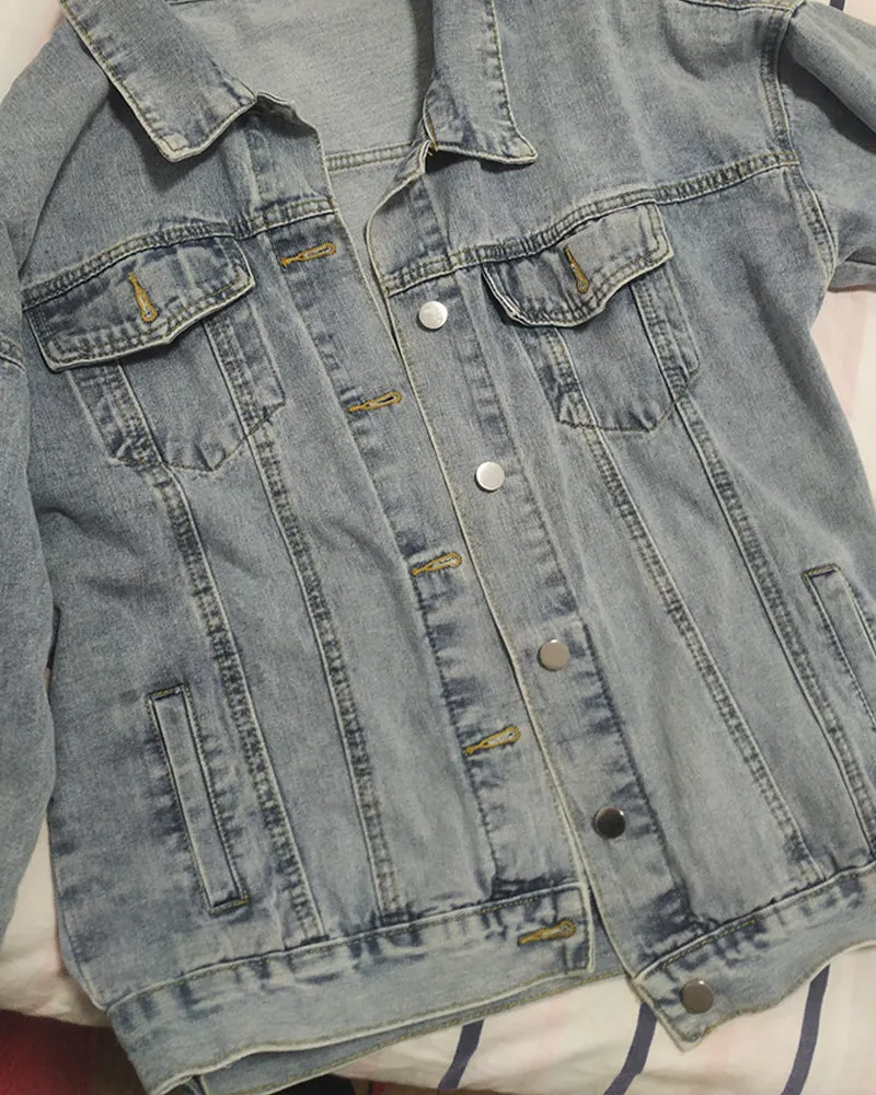 ABNF top, long-sleeved denim jacket, men's classic unlined denim jacket