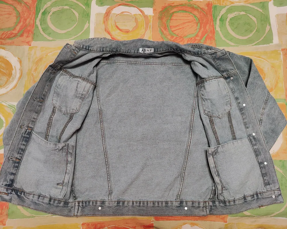 ABNF top, long-sleeved denim jacket, men's classic unlined denim jacket