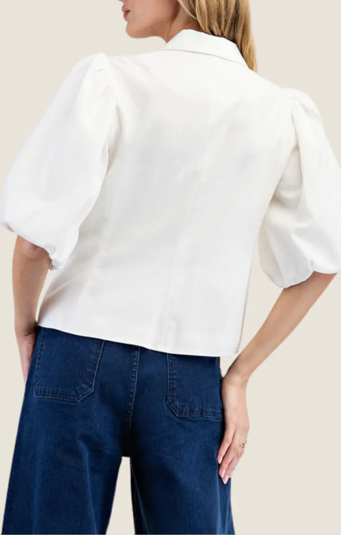 Adriel Off White Blazer Top