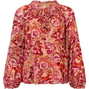 Alba Velvet Burnout Blouse - Pink