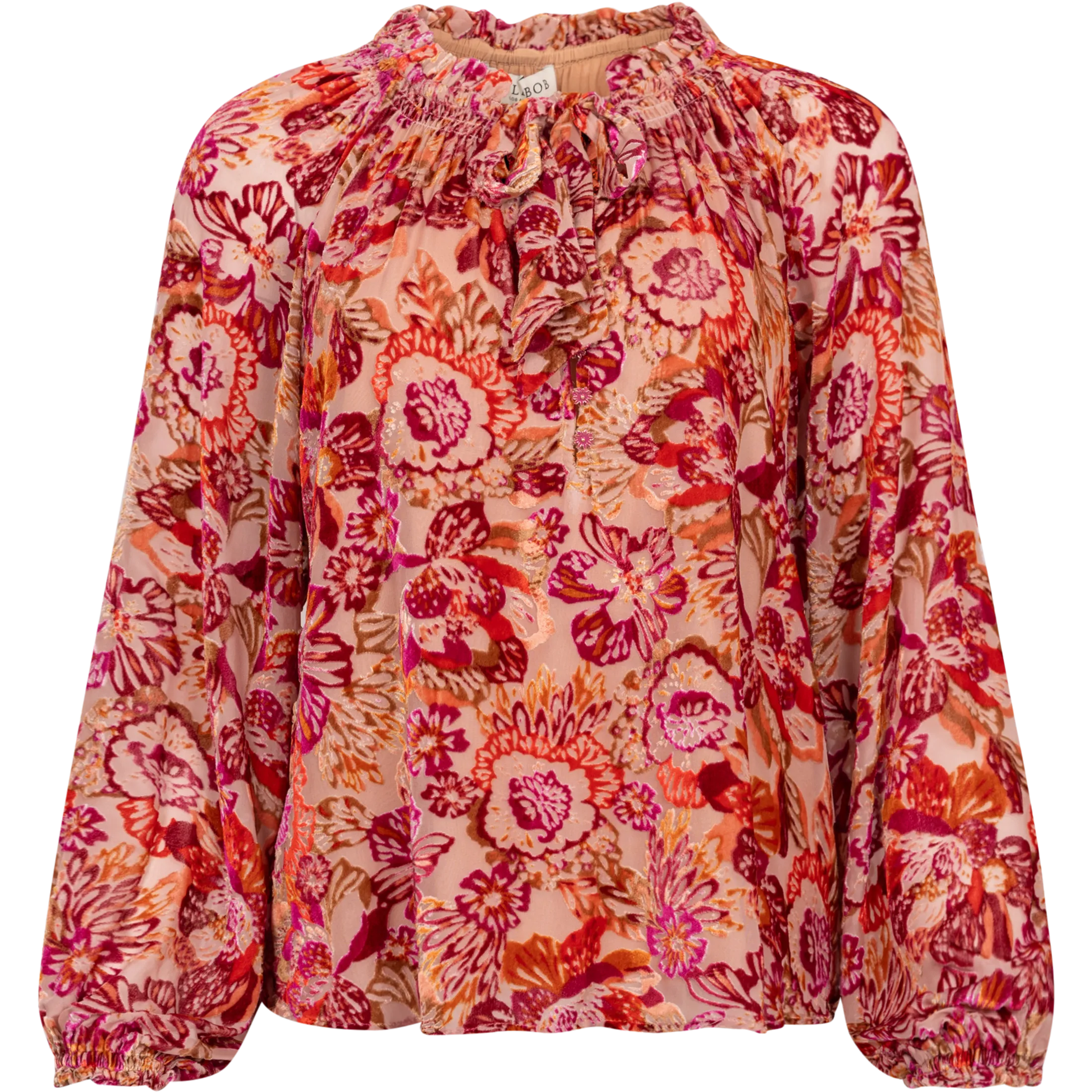 Alba Velvet Burnout Blouse - Pink