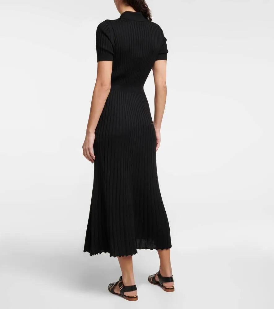 Amor midi dress in silk and cashmere GABRIELA HEARST, black