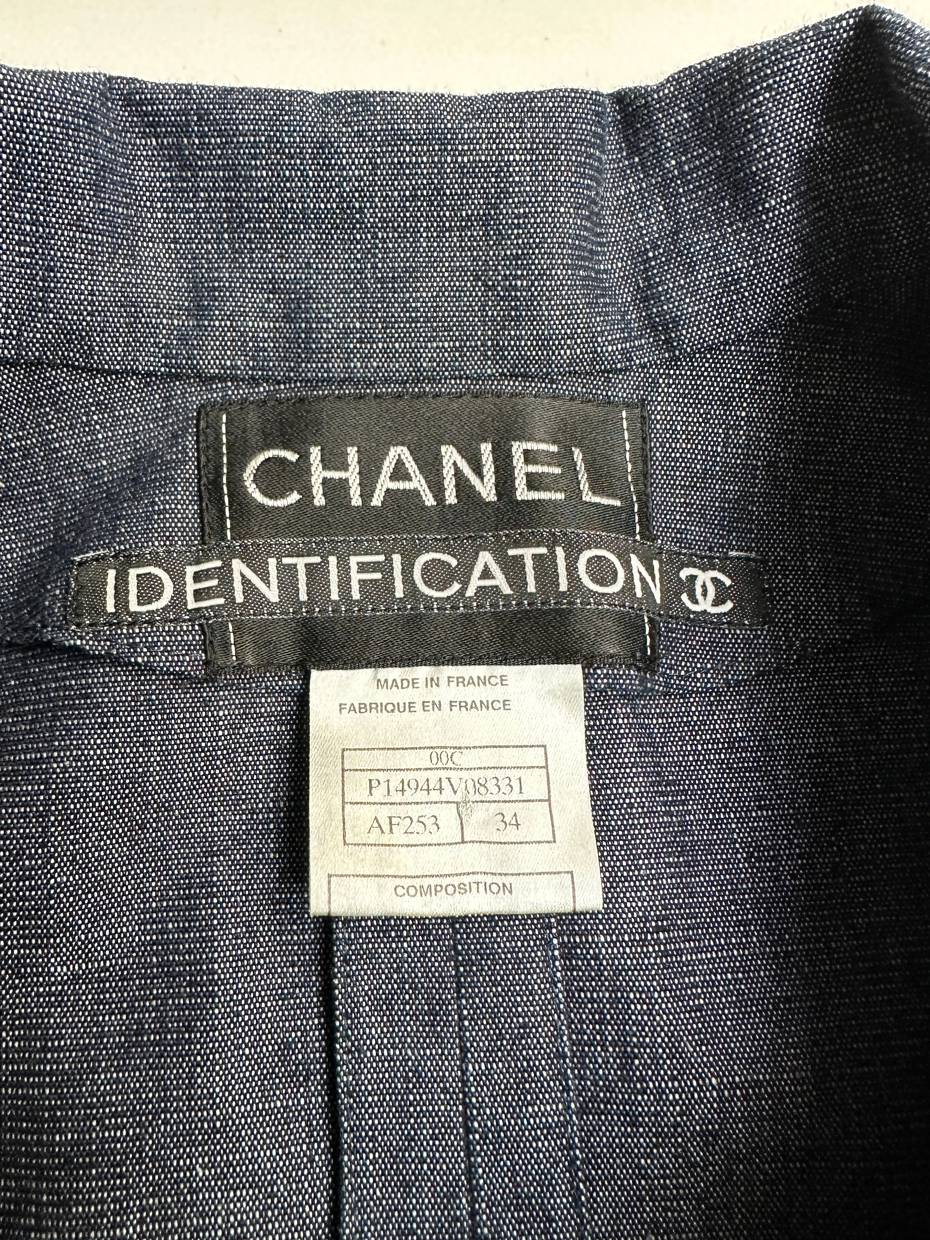 Blue Denim Jacket with Sequins Logo - XS