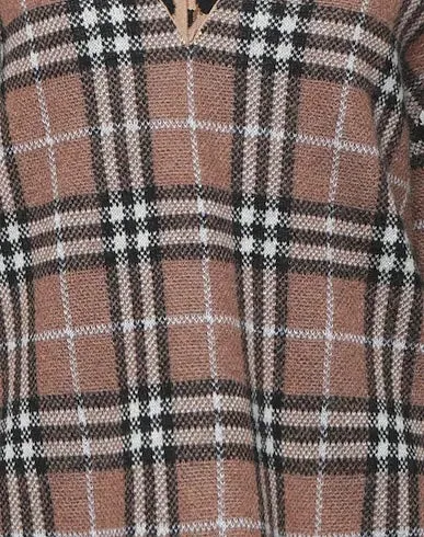 BURBERRY LEOPARD TRIMMED CHECKED JACQUARD KNIT SWEATER