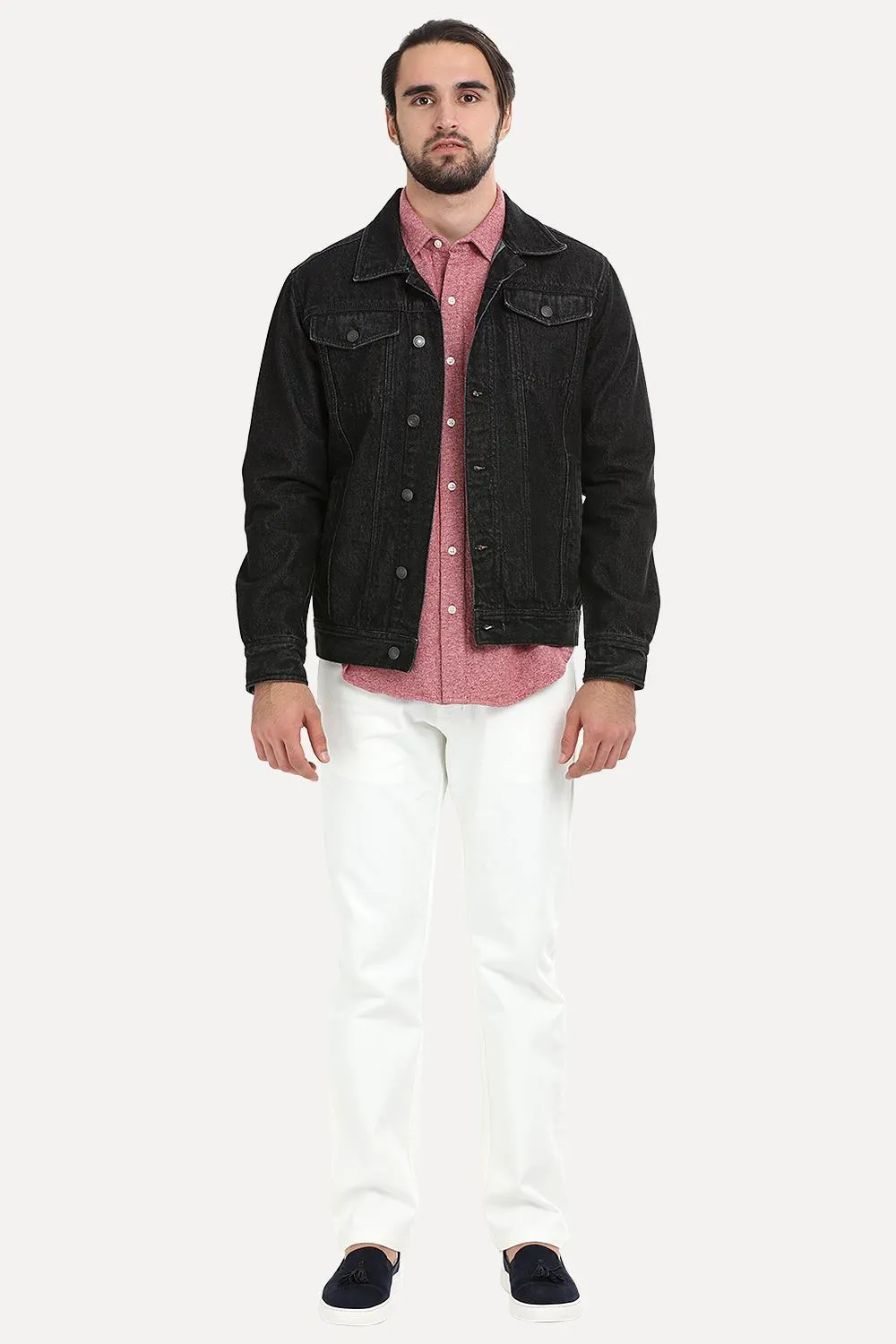 Buttoned Black Denim Jacket