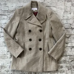 CALVIN KLEIN Tan Beige Wool Blend Double Breasted Pea Coat Size 6