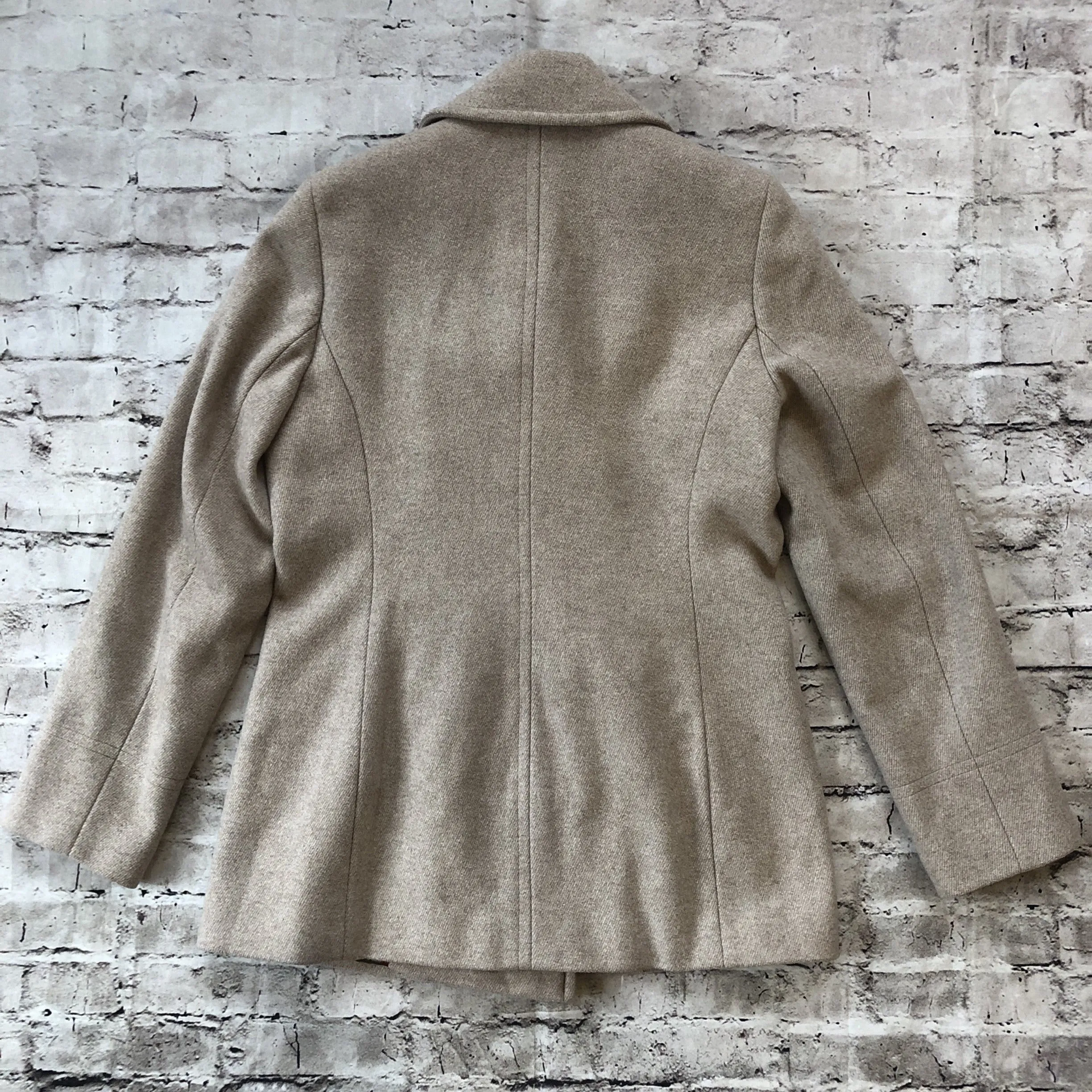 CALVIN KLEIN Tan Beige Wool Blend Double Breasted Pea Coat Size 6