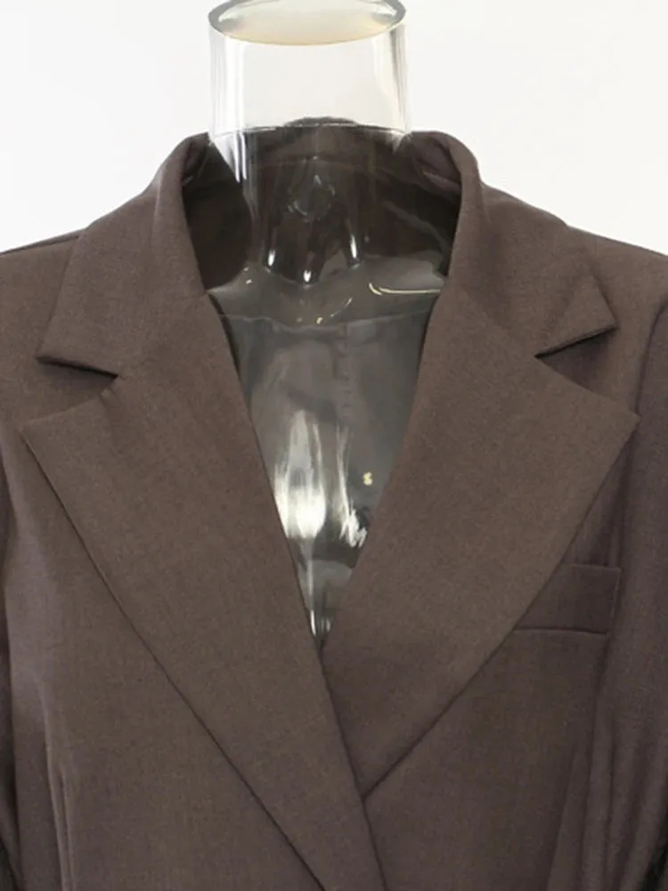 Chic Belted Blazer with Button Details - Structured Fit, Long Sleeves
