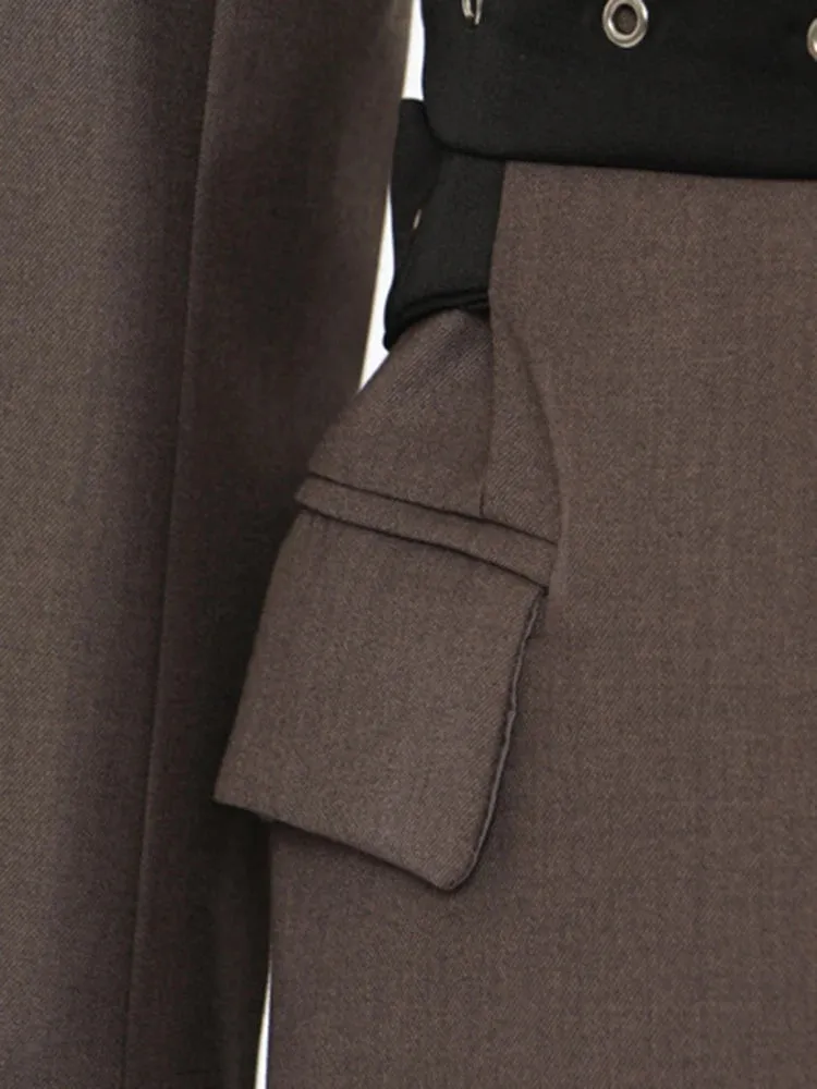Chic Belted Blazer with Button Details - Structured Fit, Long Sleeves