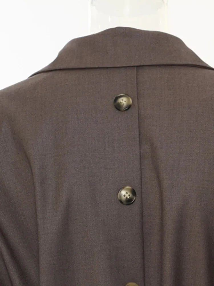 Chic Belted Blazer with Button Details - Structured Fit, Long Sleeves