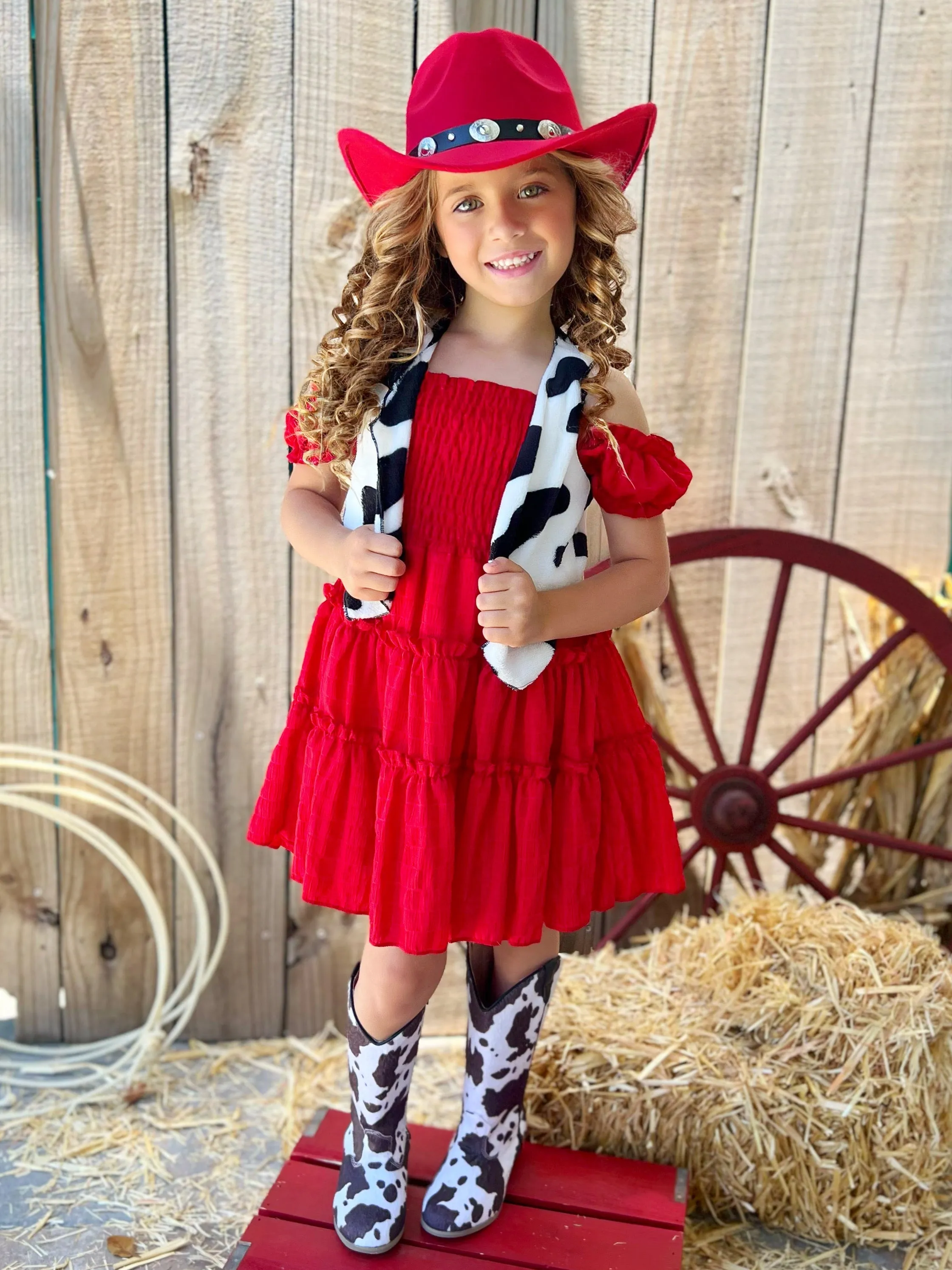 Cottage Dream Red Off Shoulder Sundress