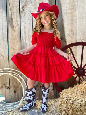 Cottage Dream Red Off Shoulder Sundress