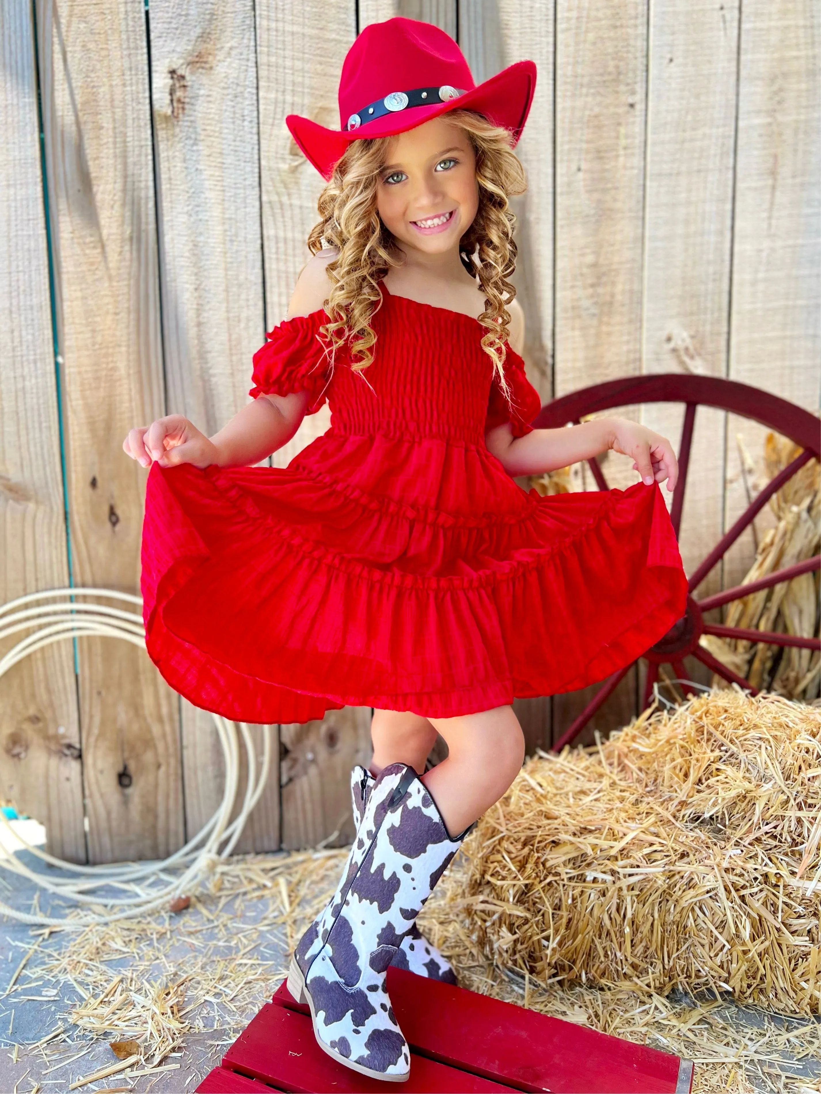 Cottage Dream Red Off Shoulder Sundress