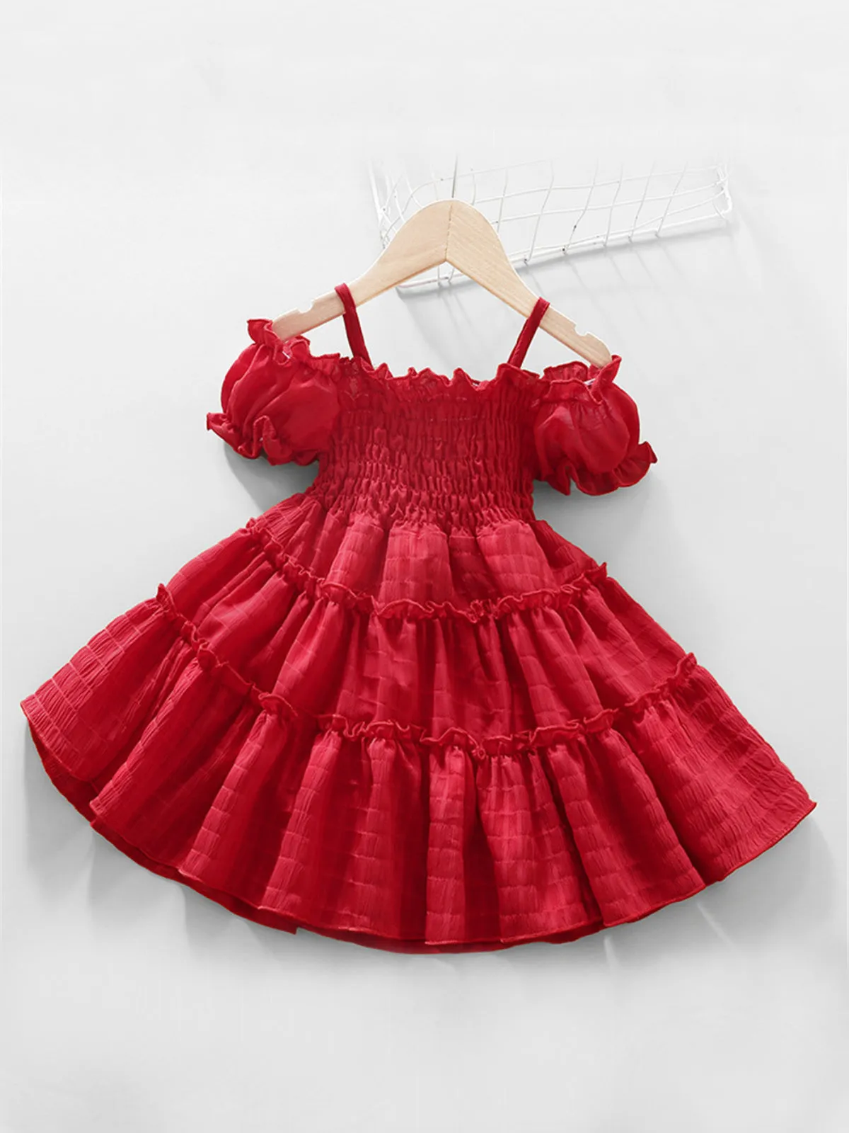 Cottage Dream Red Off Shoulder Sundress