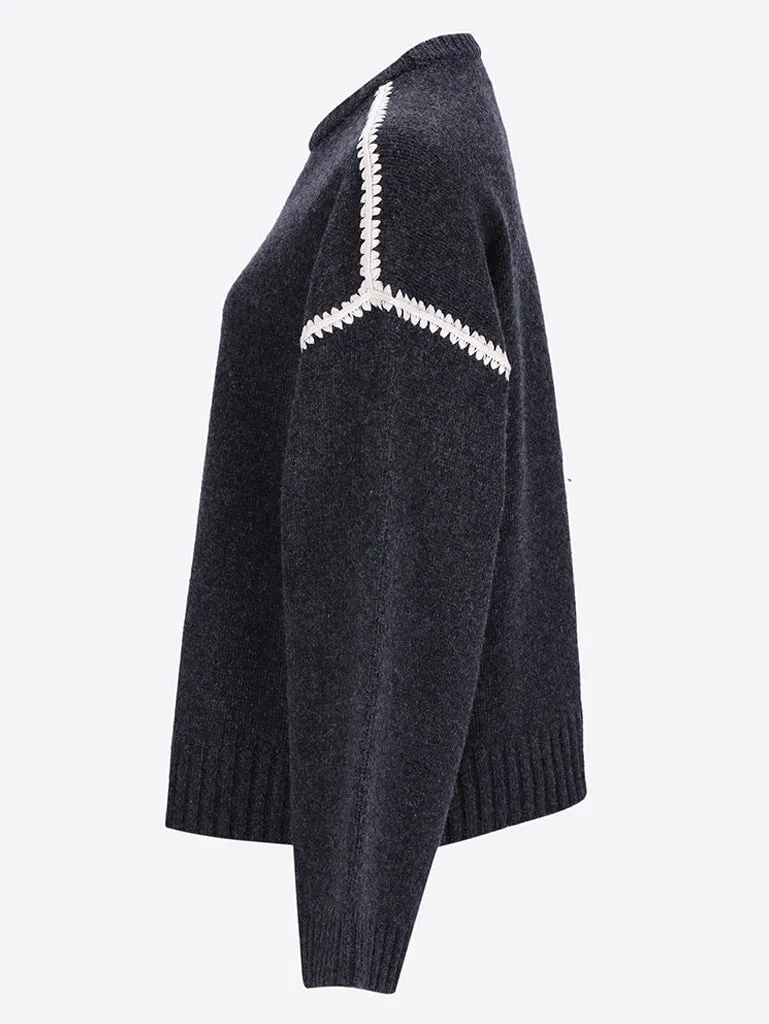 Embroidered wool cashmere sweater