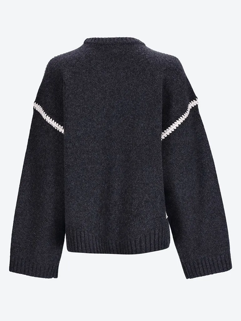 Embroidered wool cashmere sweater