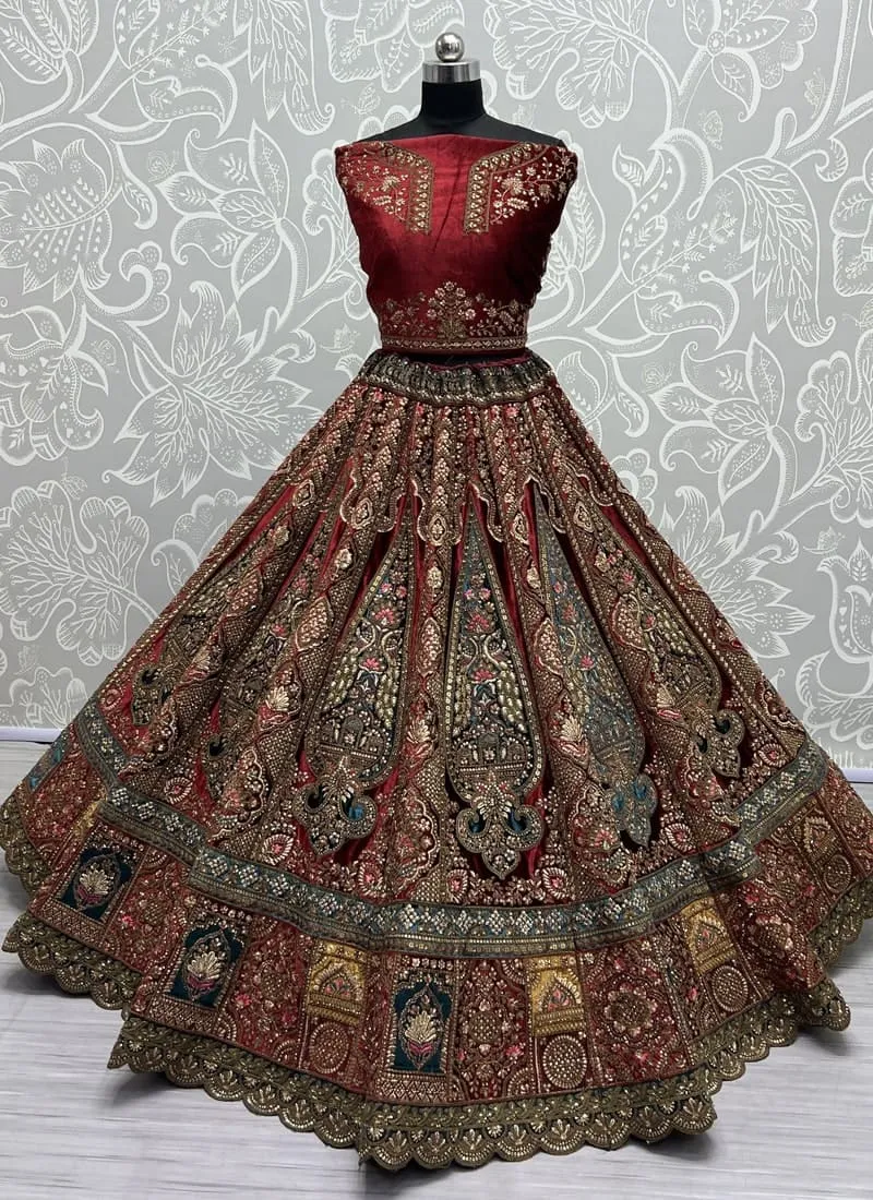 Exquisite Velvet Wedding Lehenga Set