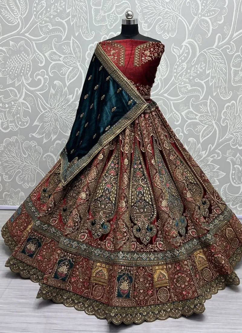 Exquisite Velvet Wedding Lehenga Set