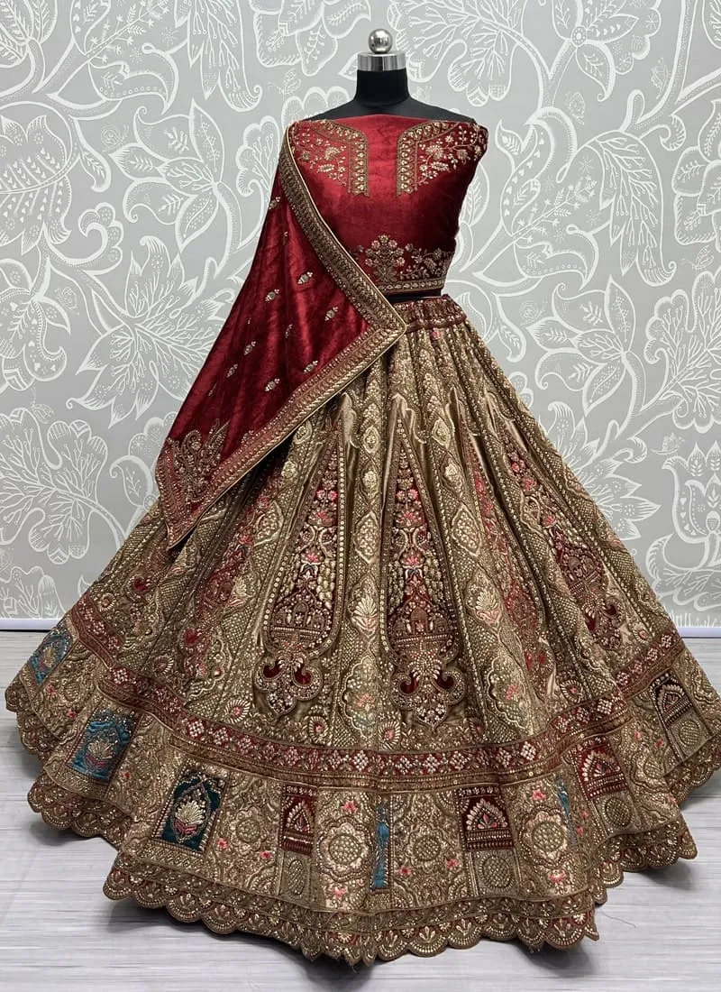 Exquisite Velvet Wedding Lehenga Set