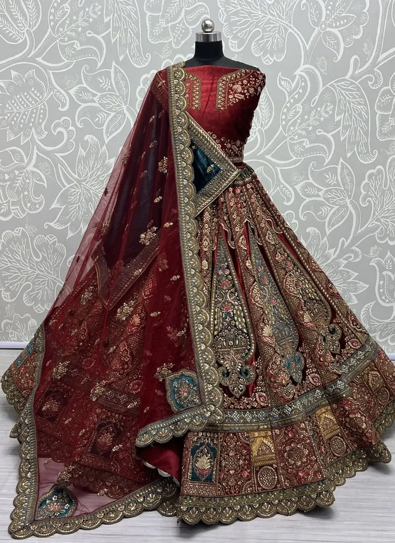 Exquisite Velvet Wedding Lehenga Set