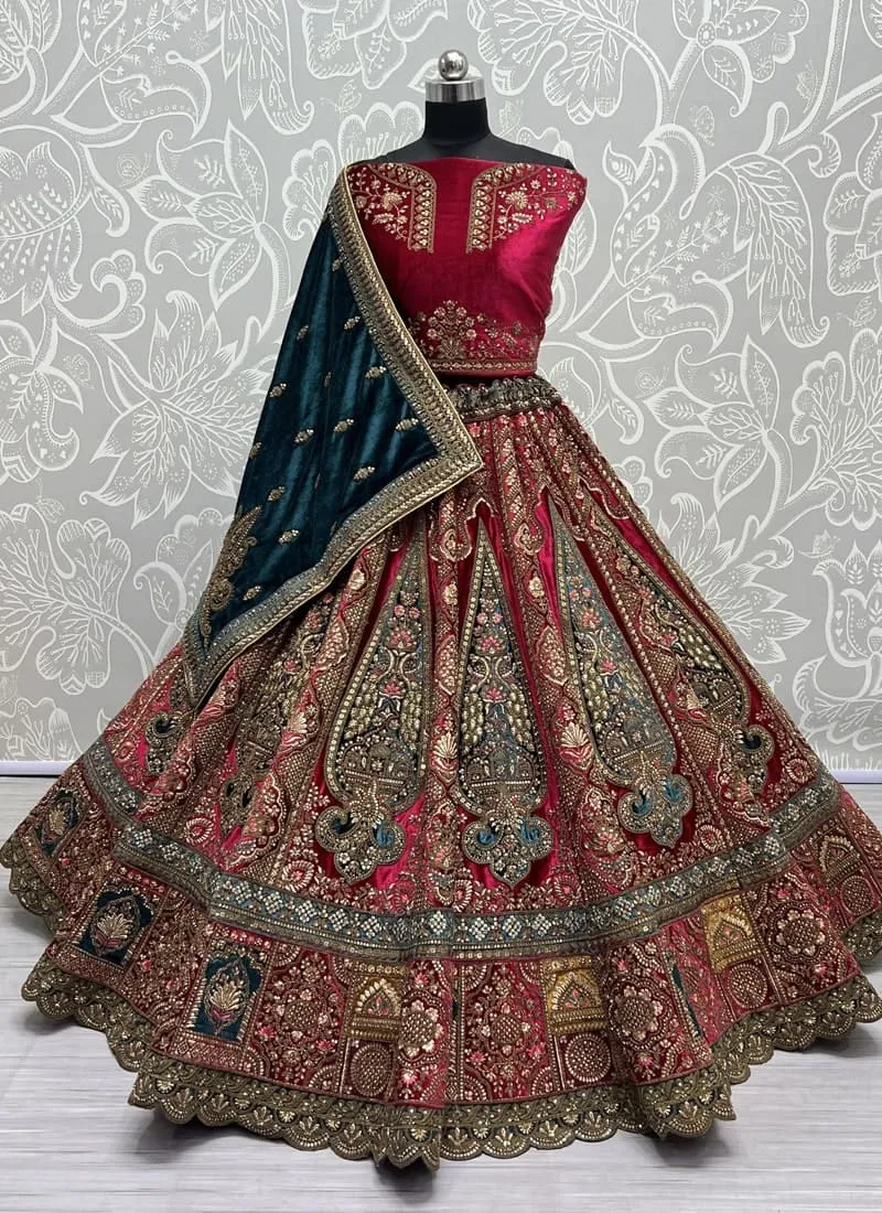 Exquisite Velvet Wedding Lehenga Set