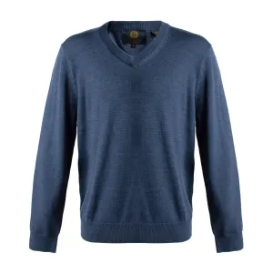 Extra Fine 'Zegna Baruffa' Merino Wool V-Neck Sweater in Indigo by Viyella