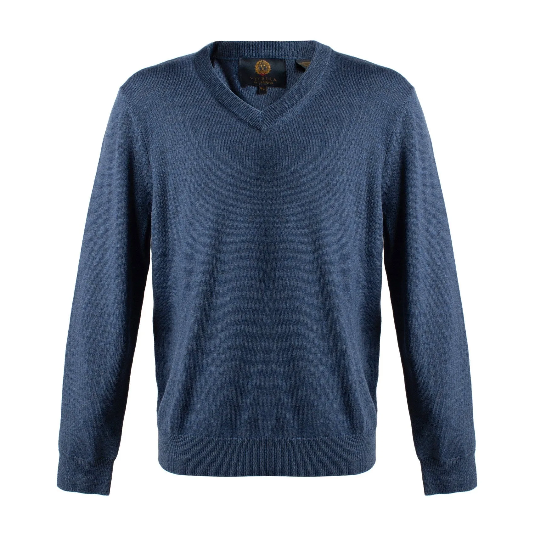 Extra Fine 'Zegna Baruffa' Merino Wool V-Neck Sweater in Indigo by Viyella