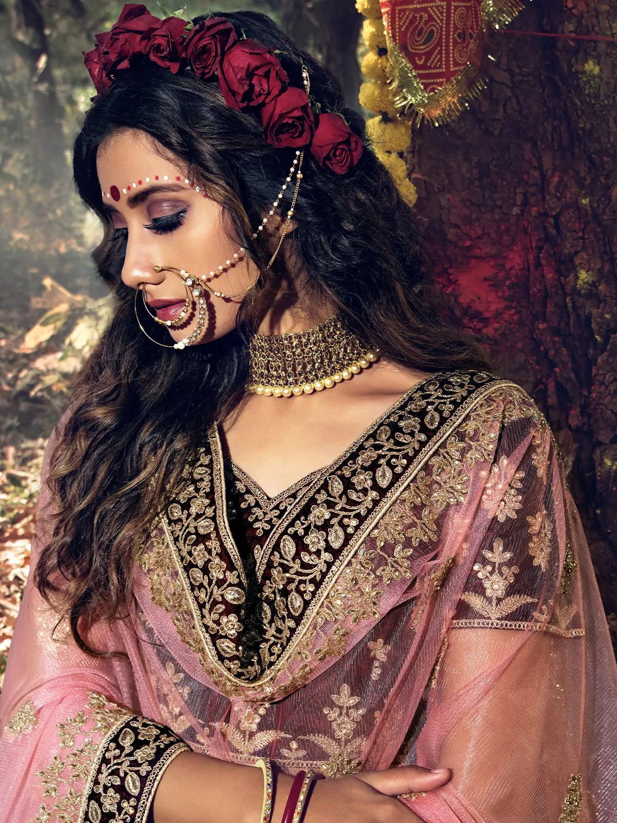 Fancy Maroon Semi Stitched Lehenga With Unstitched Blouse