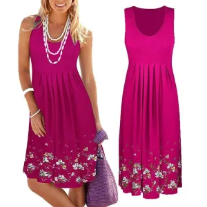 FashionSierra - New Women's Floral Bodycon High Waist Sleeveless Sundress Ladies Summer Casual Loose Short Midi Dress