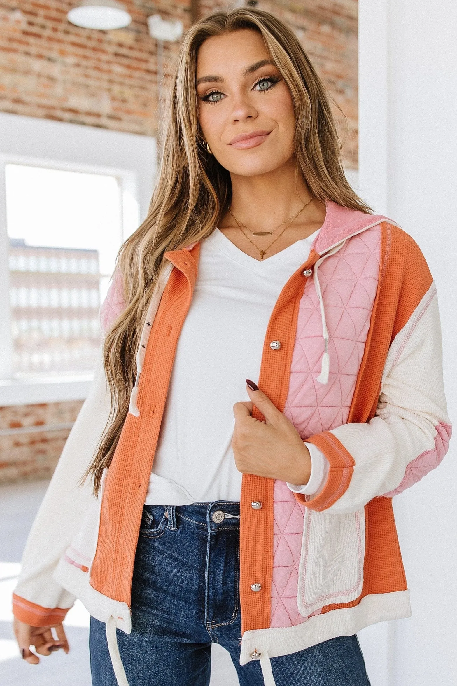 Felisha Quilted Patchwork Hooded Jacket
