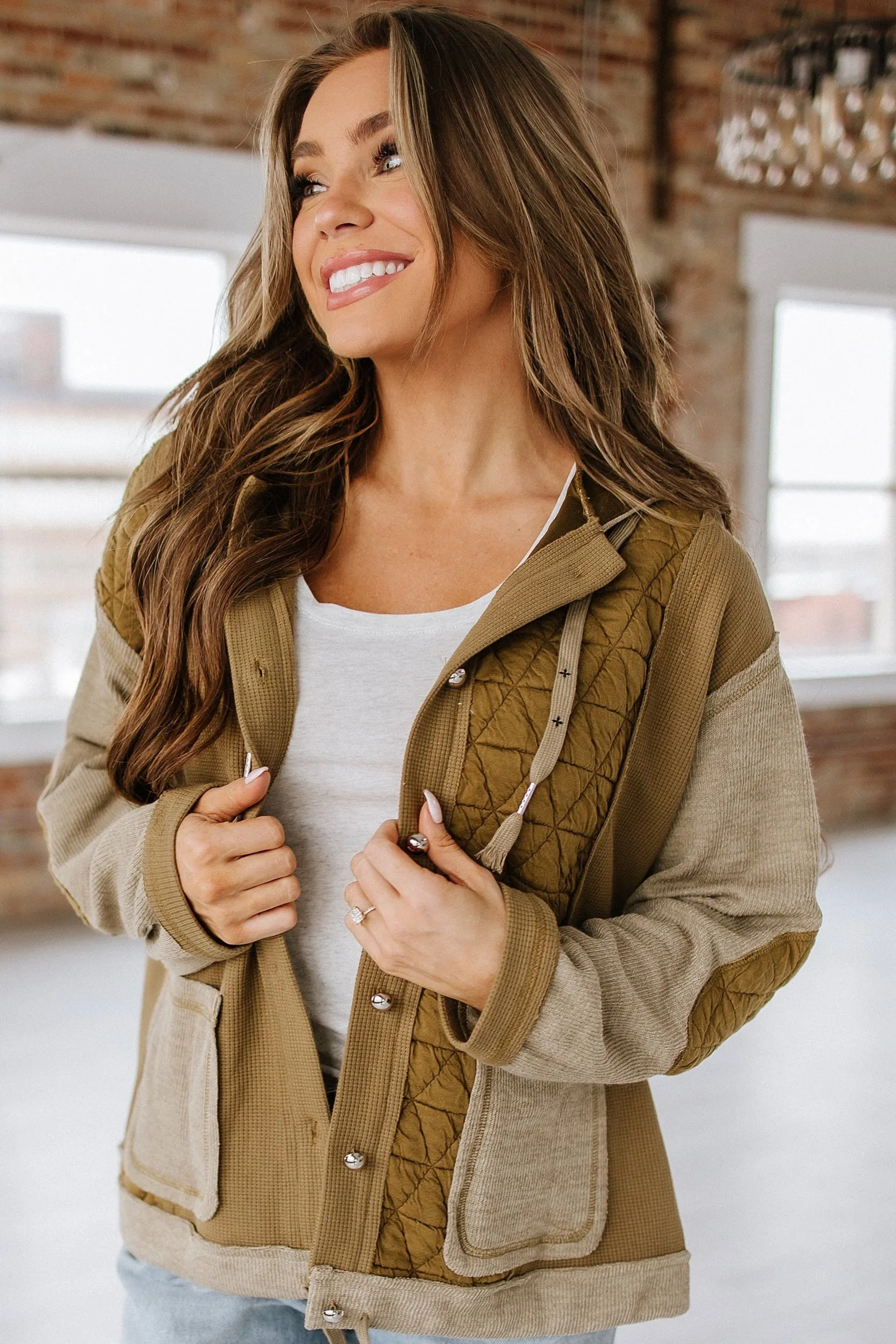 Felisha Quilted Patchwork Hooded Jacket