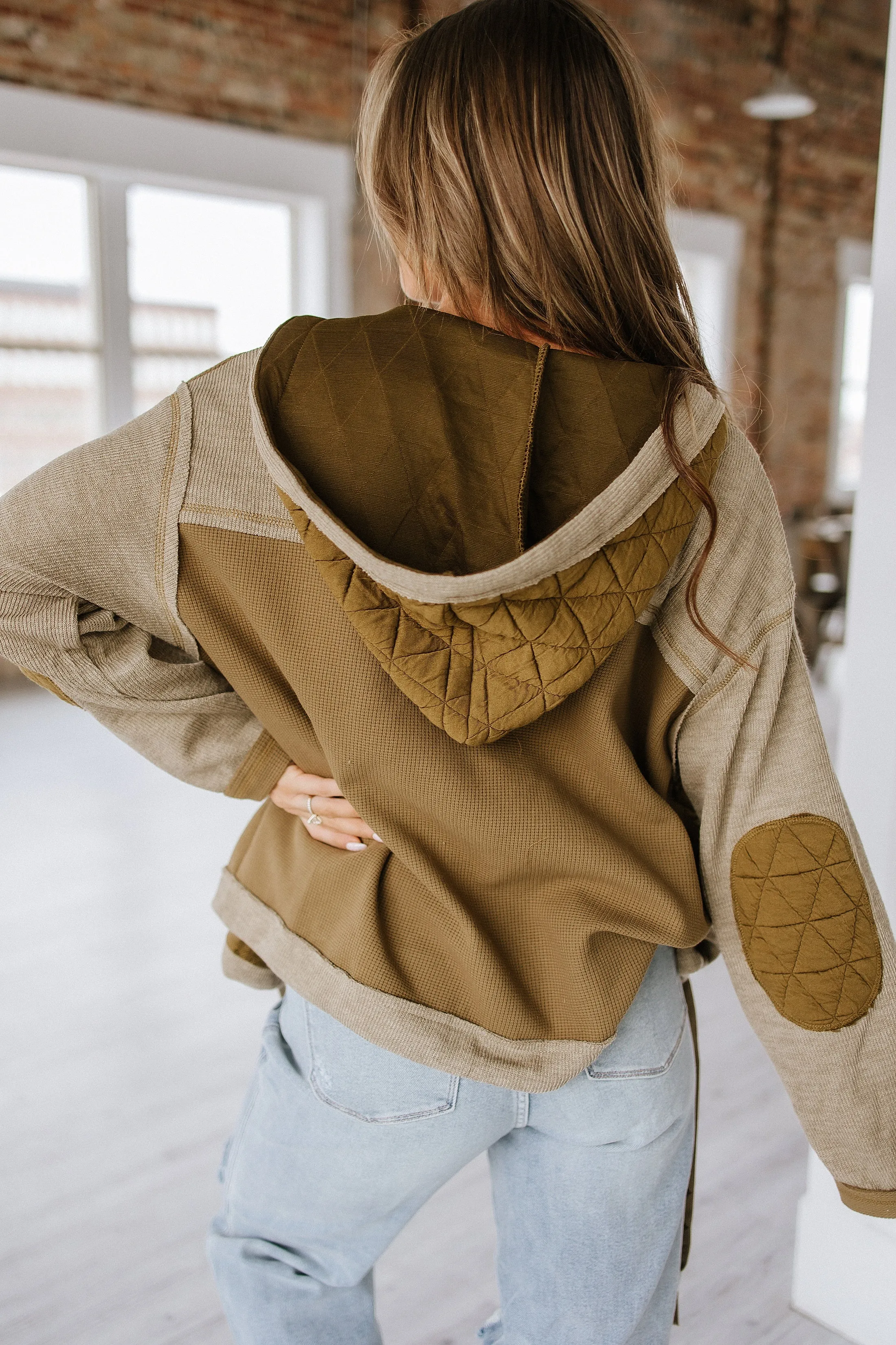 Felisha Quilted Patchwork Hooded Jacket