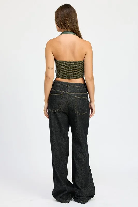 FLEECE LINED DENIM PANTS
