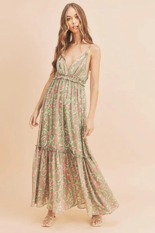 Floral Maxi Sundress with Ruffle Details