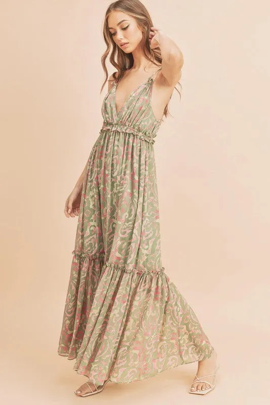 Floral Maxi Sundress with Ruffle Details