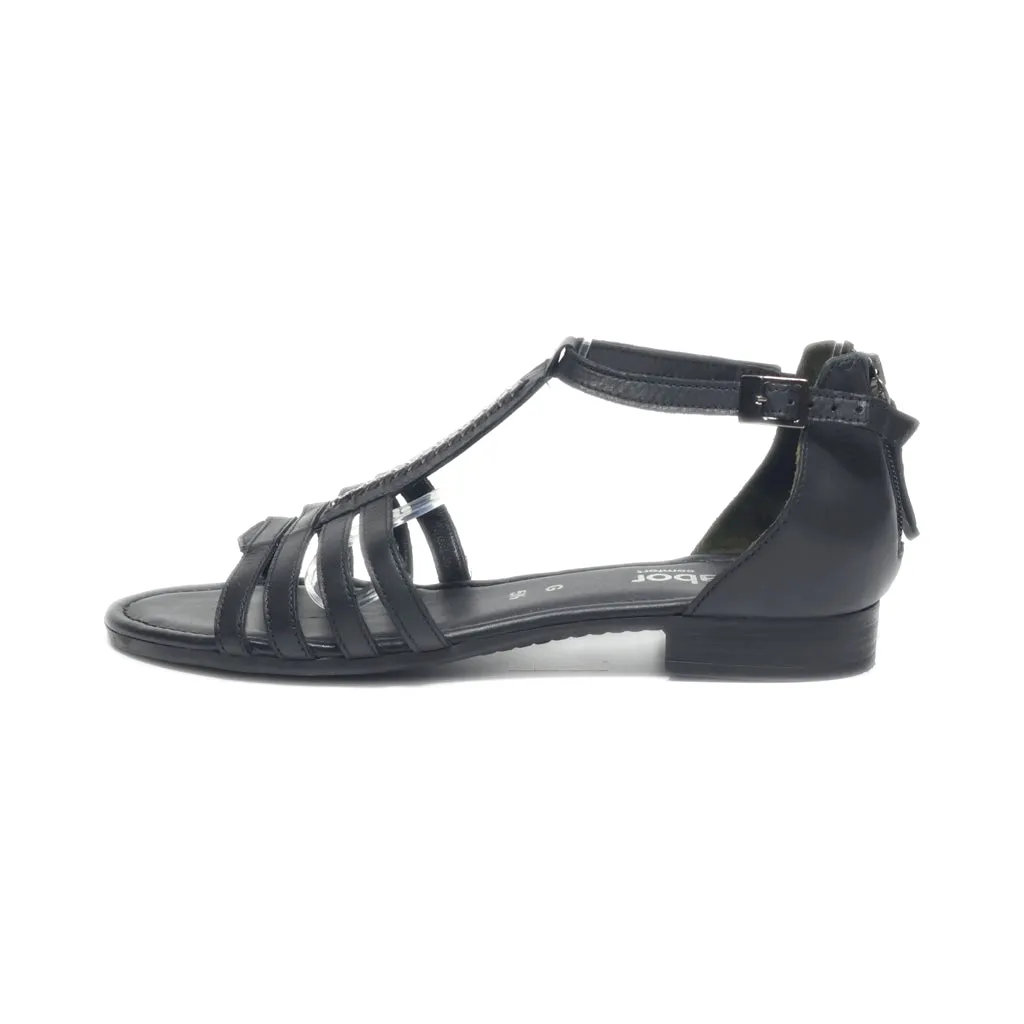 Gabor Flat Sandals Leather Black Colour For Women
