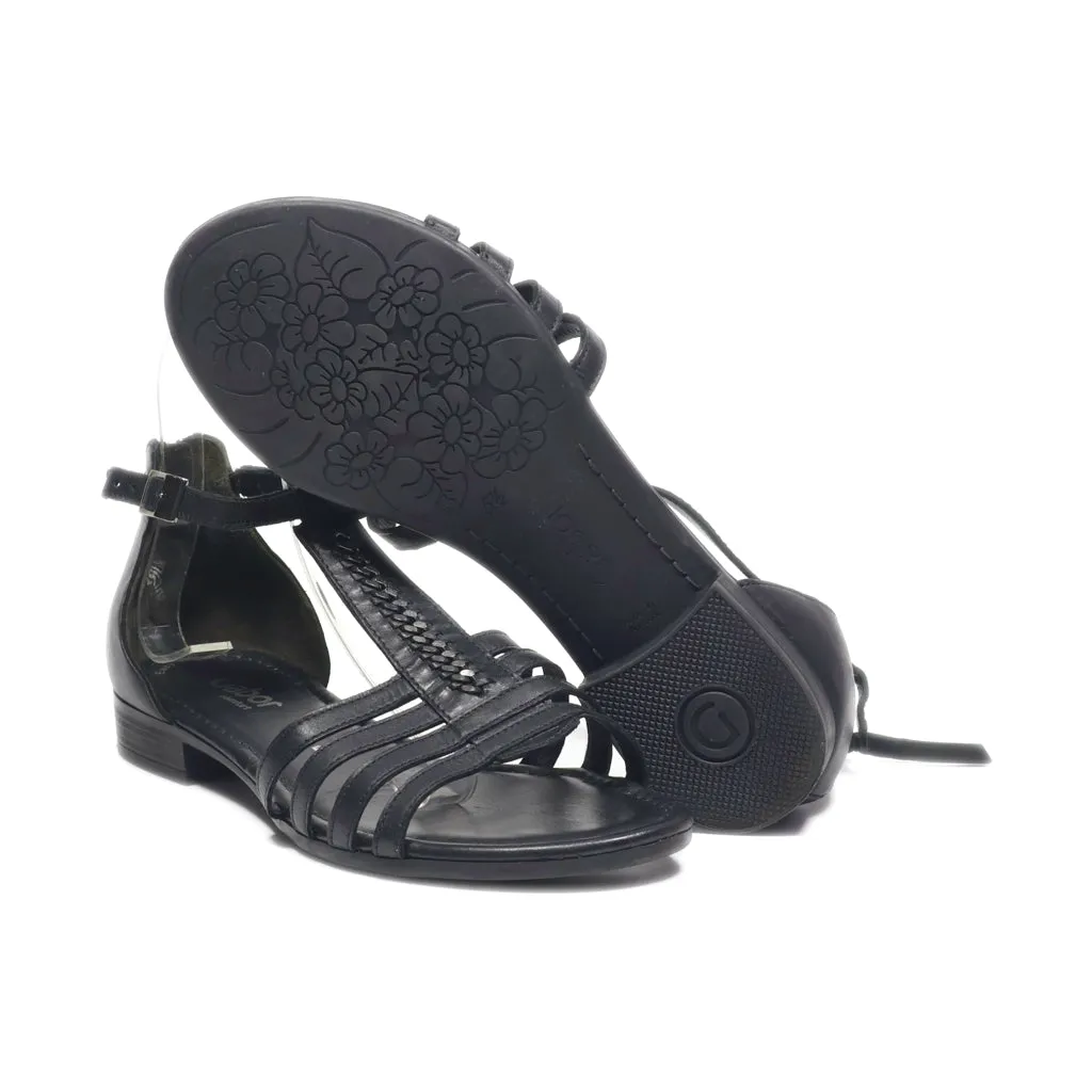Gabor Flat Sandals Leather Black Colour For Women
