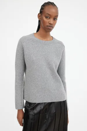 Grey Wool & Cashmere Contrast Seam Sweater