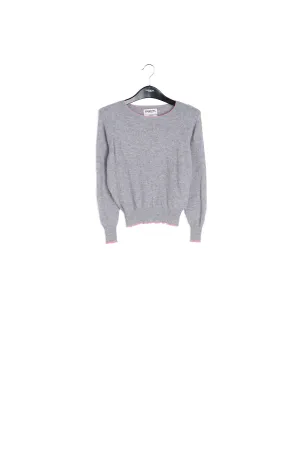 Grey wool and cashmere-blend sweater with neon trim