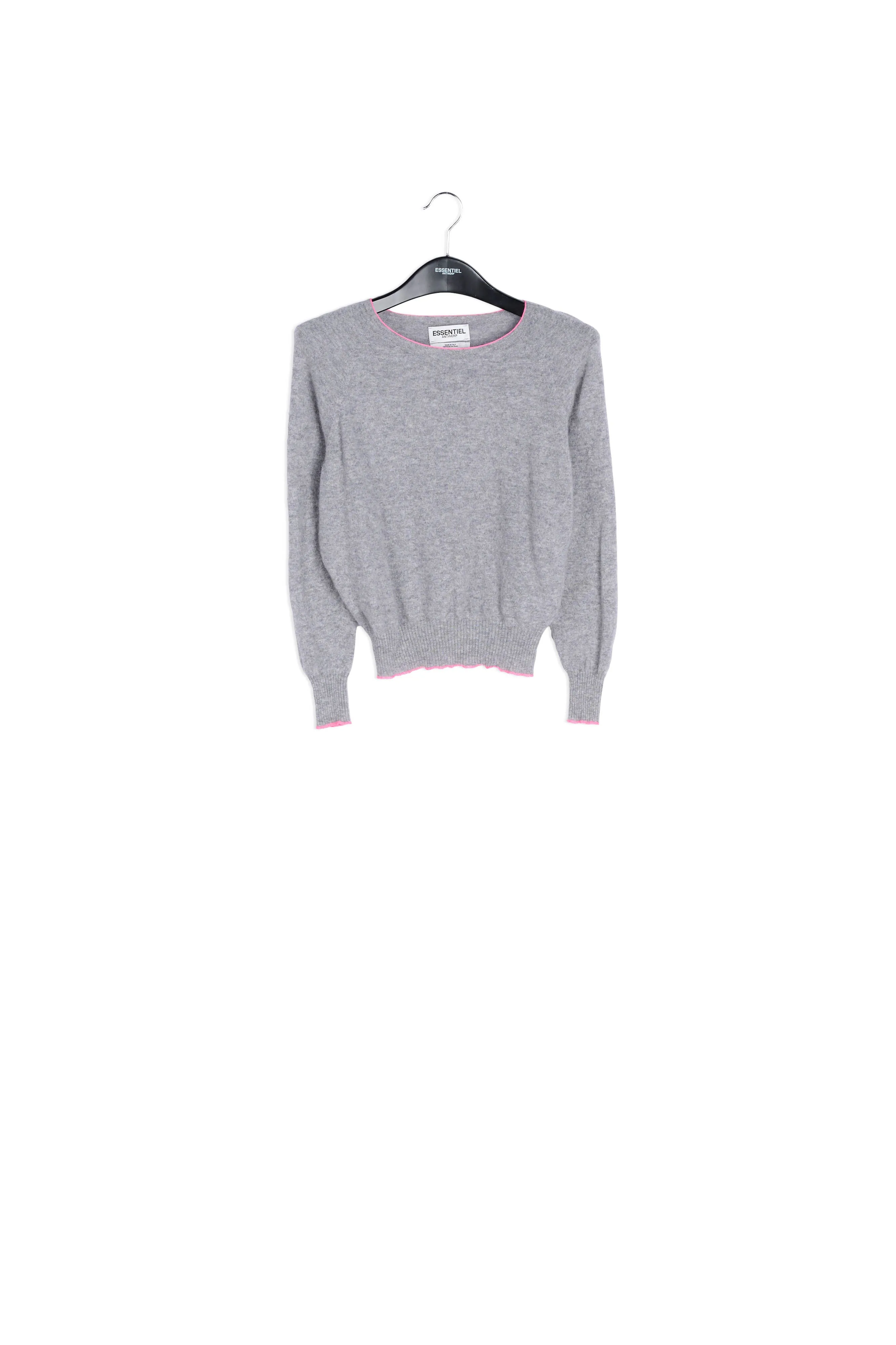 Grey wool and cashmere-blend sweater with neon trim