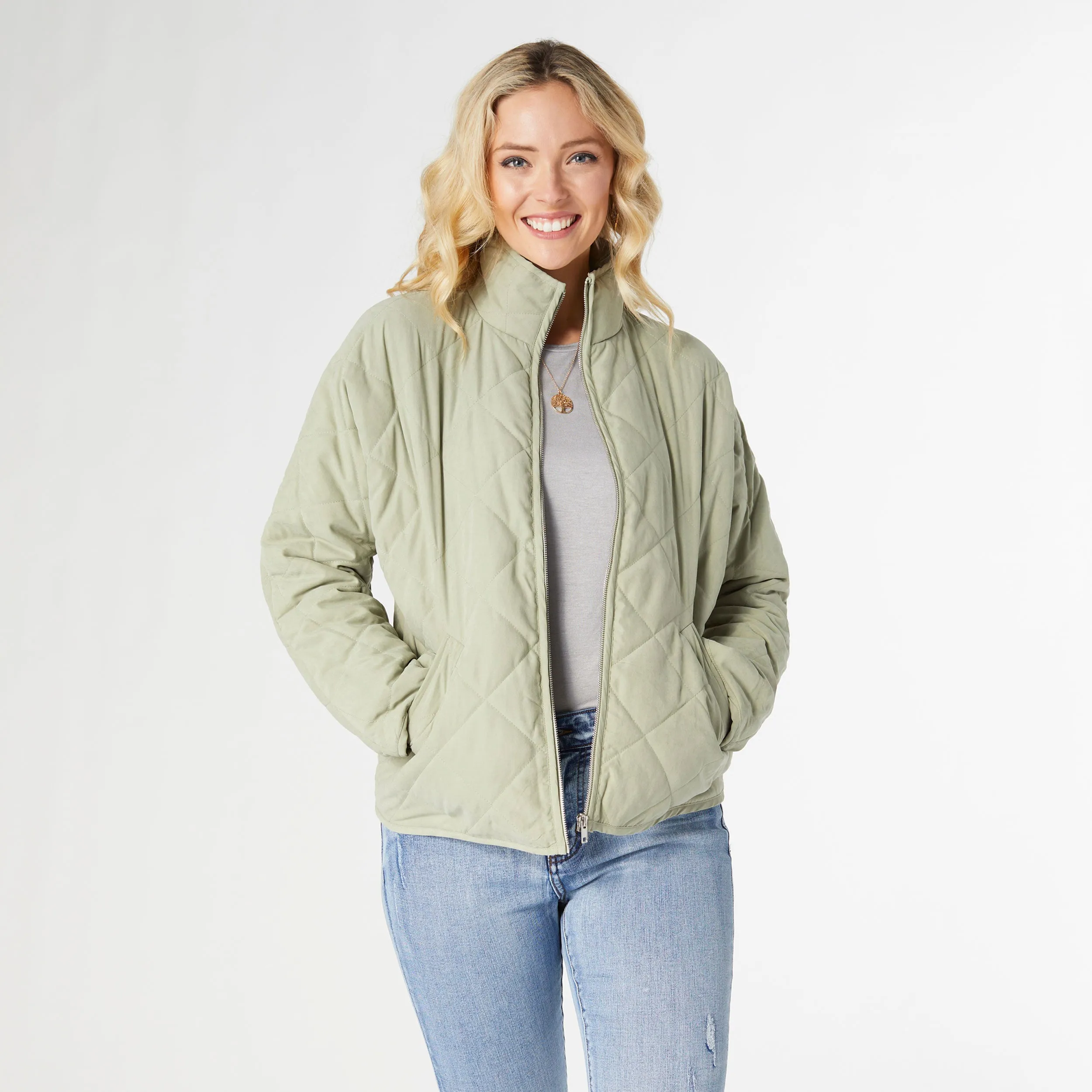 Hadley Diamond Quilted Jacket - Seafoam - Final Sale