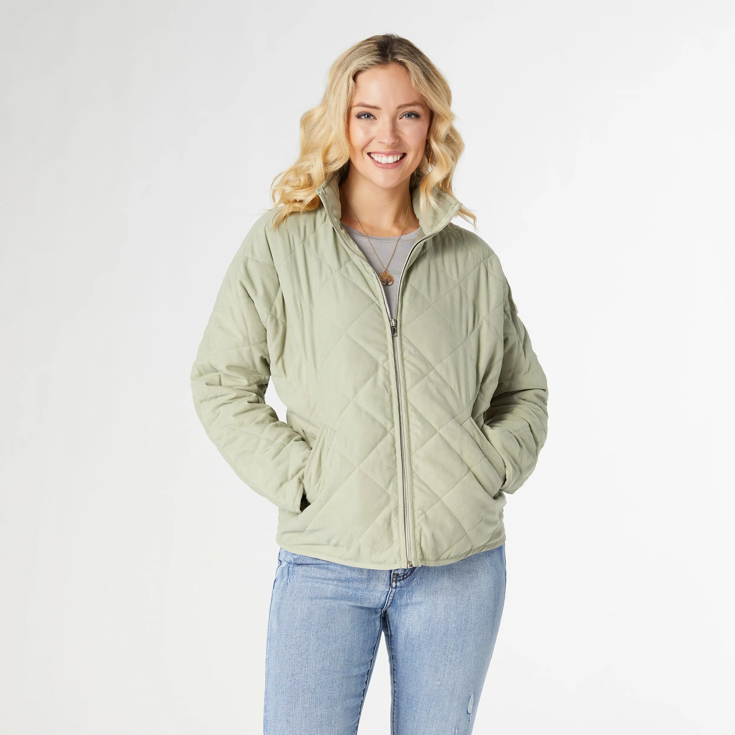 Hadley Diamond Quilted Jacket - Seafoam - Final Sale