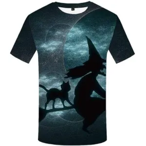 Halloween T shirts Men Witch Tshirts Novelty Cat Tshirt Printed Animal T-shirts 3d Ghost Tshirt Anime Short Sleeve Hip hop