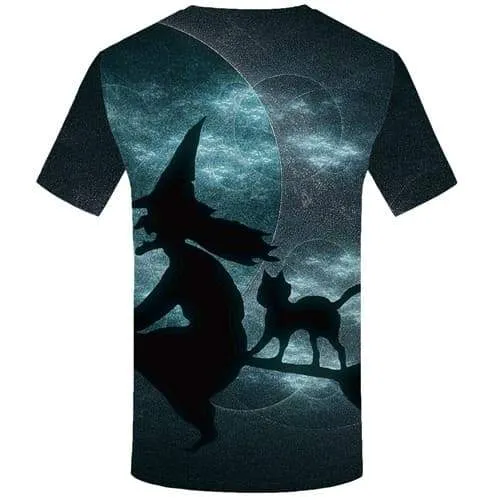Halloween T shirts Men Witch Tshirts Novelty Cat Tshirt Printed Animal T-shirts 3d Ghost Tshirt Anime Short Sleeve Hip hop
