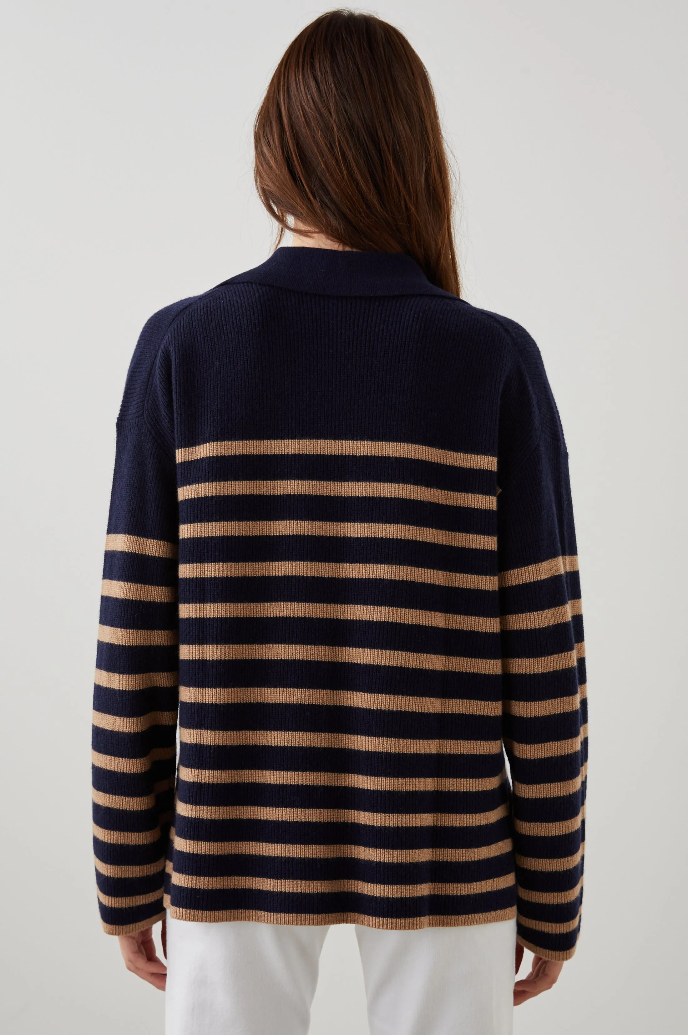 HARRIS SWEATER - CAMEL NAVY STRIPE
