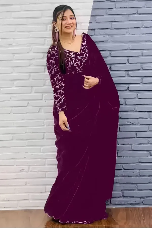 Khushi Punjaban Velvet Saree Online Buy 2023