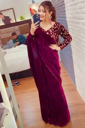 Khushi Punjaban Velvet Saree Online Buy 2023
